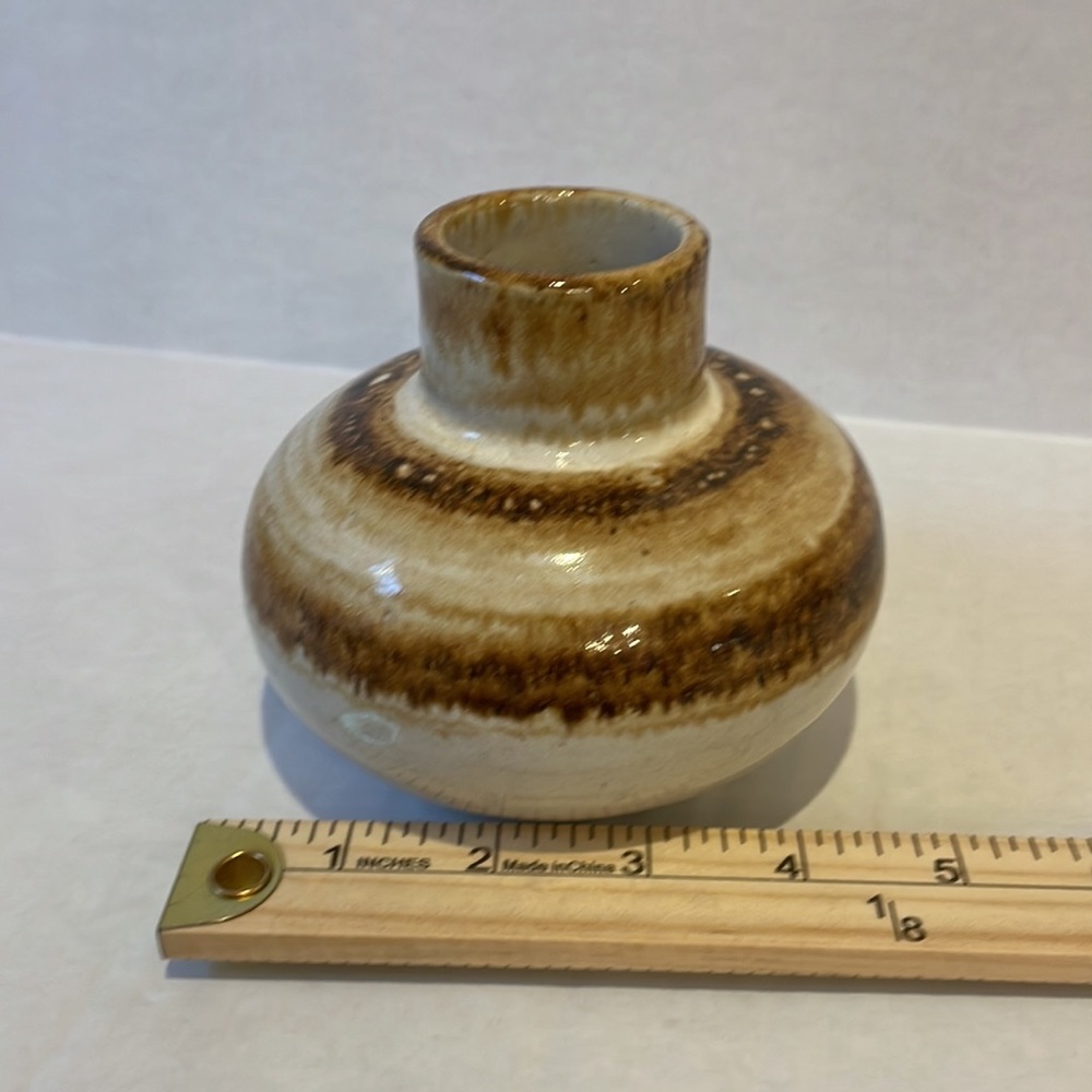 Mid-Century Modern Zaalberg Pottery Holland Small Earthenware Neutral Vase - Picture 4 of 9
